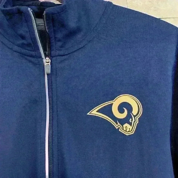 Los Angeles LA Rams Track Jacket Nike Dri Fit NFL 1/4 Zip Blue Yellow Size M - Picture 4 of 7